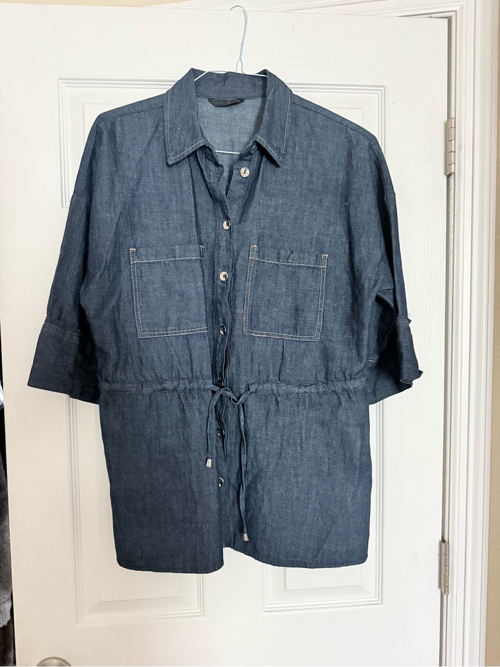 Zara denim tunic top. Size large. Brand new without tags.